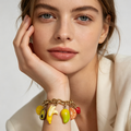 Pulsera de cadena dorada con dijes de frutas tropicales, accesorios de moda de verano, venta al por mayor|JI JOYA