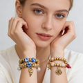 Pulseras de Concha Doradas Juego 2 Unidades, Brazalete de Cuentas Marinas Verano Mayorista Joyería Moda Mujer|JI JOYA