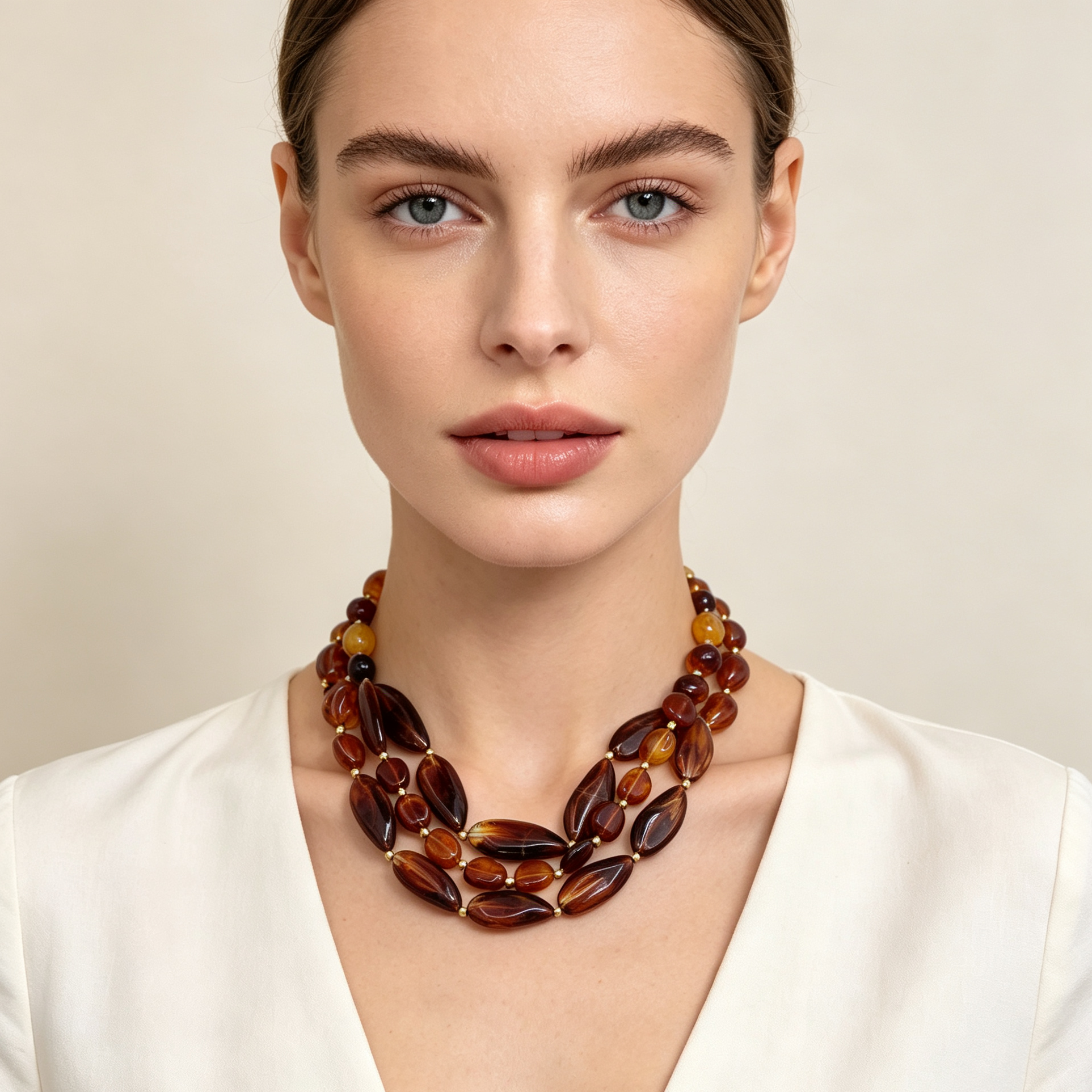 Collar Multicapa de Piedras Resina, Gargantón Statement con Cuentas, Accesorio Moda Mayorista para Mujer|JI JOYA