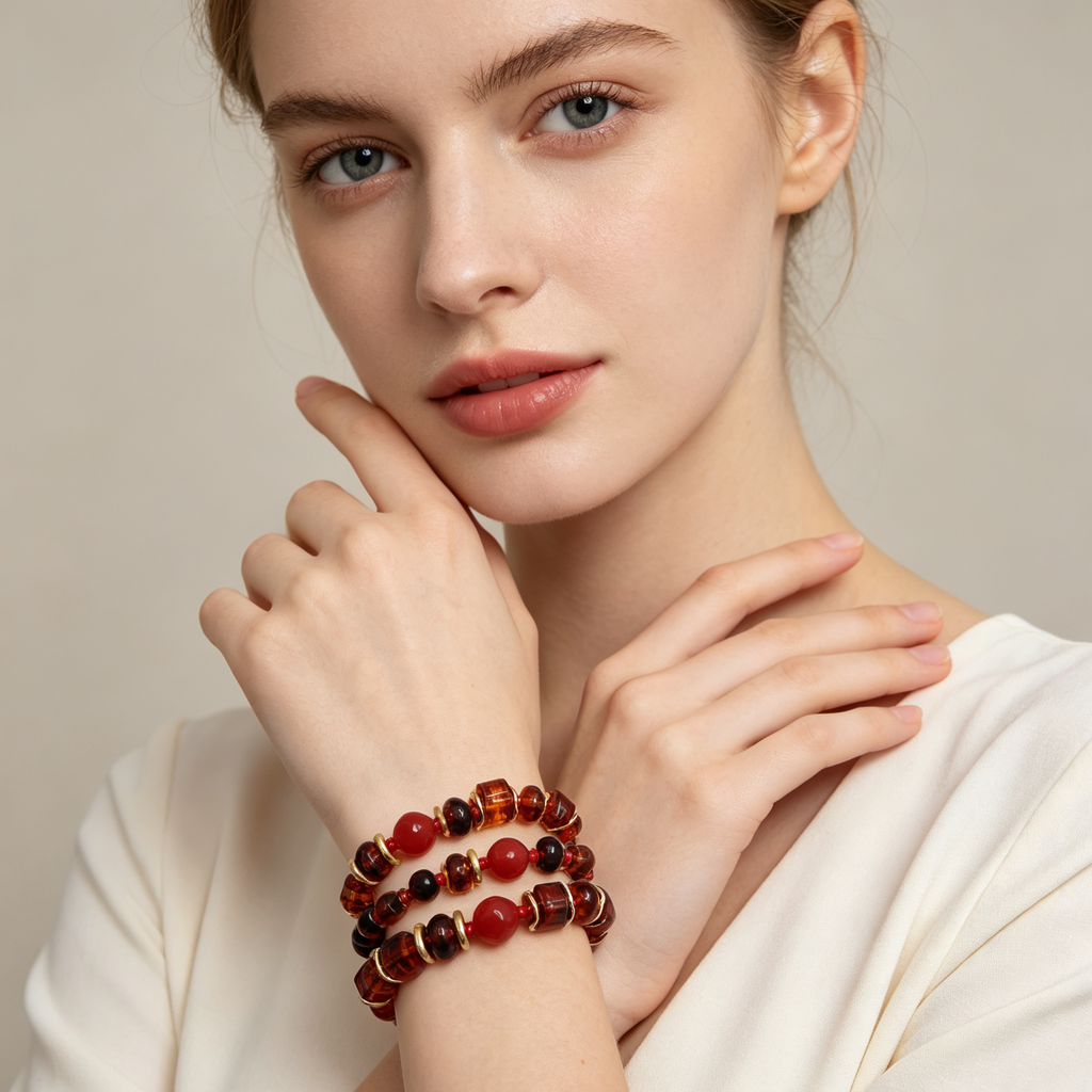 Pulsera de cuentas de vidrio combinada, juego de 2 unidades, accesorio de moda artesanal para mujer|JI JOYA