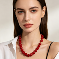 Collar de cuentas rojas gruesas, joyería de moda al por mayor, accesorios para tiendas|JI JOYA