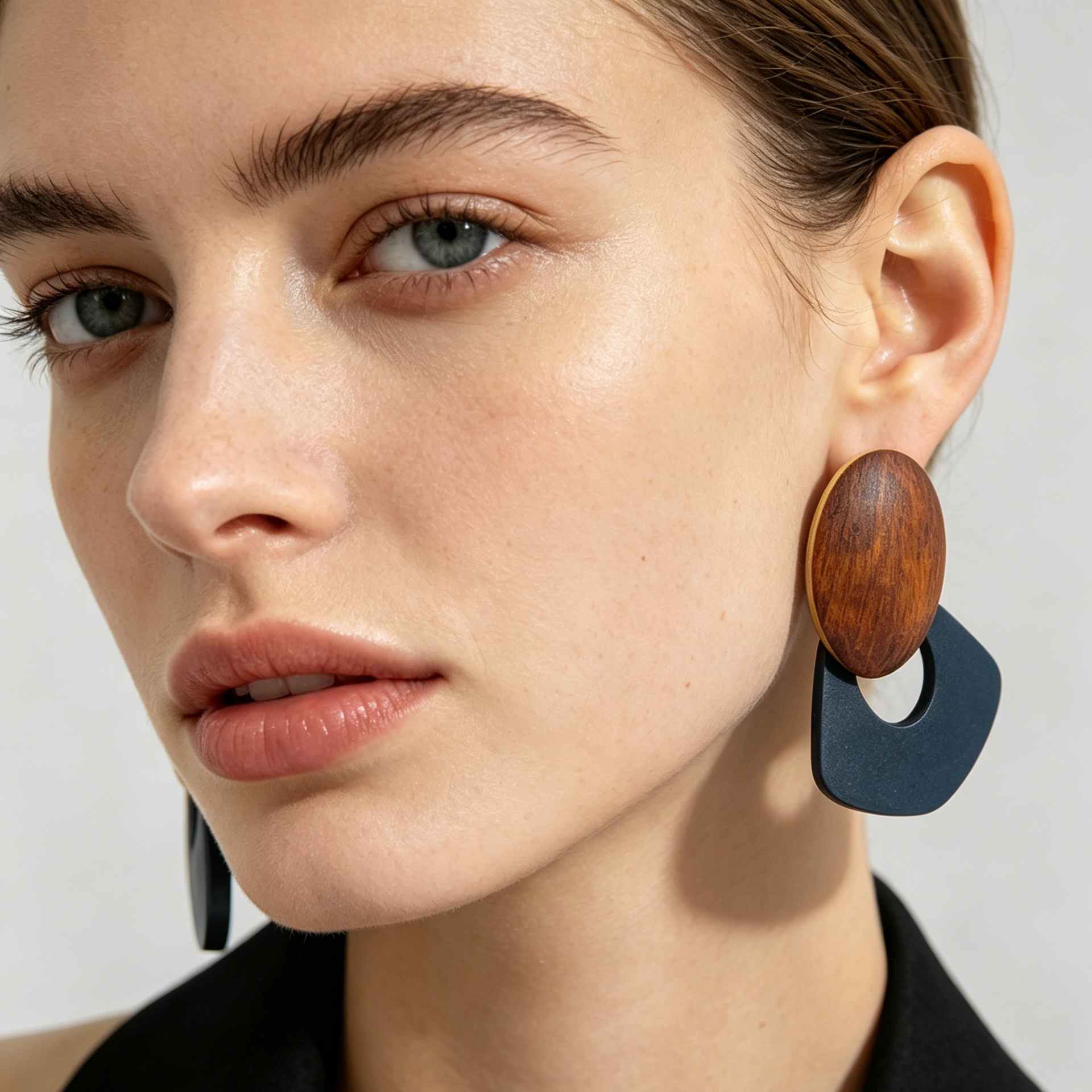 Pendientes de Madera y Goma Geométricos al Por Mayor | Aretes Vintage Minimalistas para Mujer|JI JOYA
