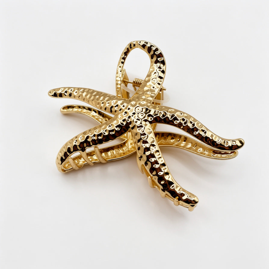 Pinza de pelo de estrella de mar dorada | Accesorio de pelo metálico para mujer | Al por mayor|JI JOYA
