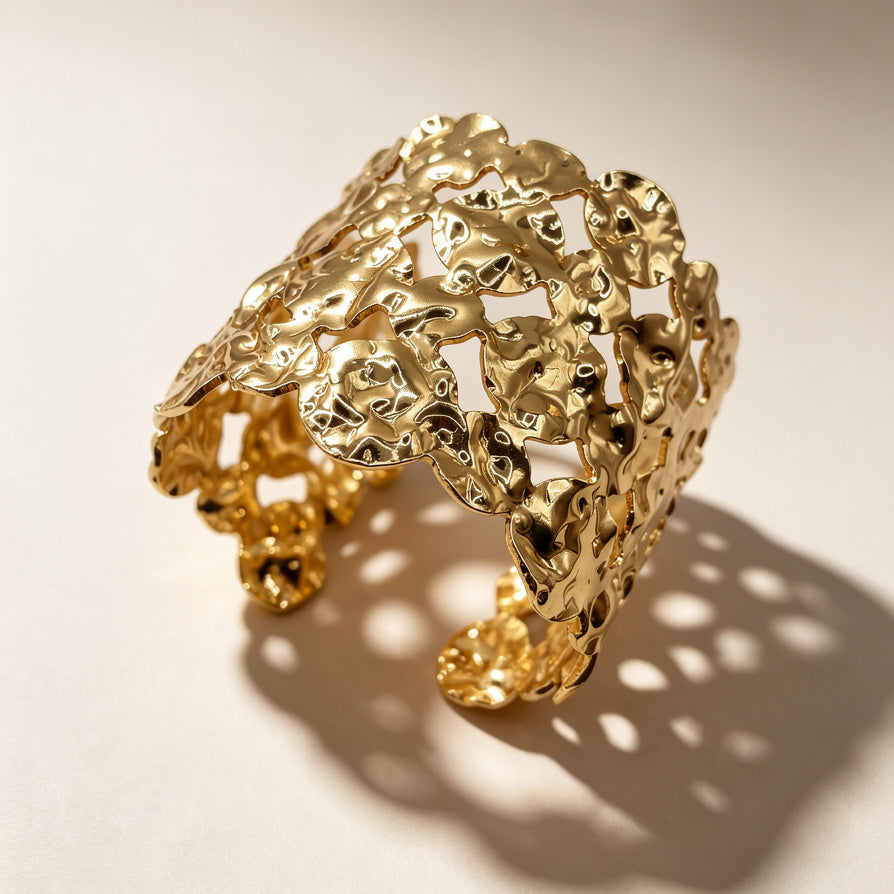 Brazalete Texturizado Plata/Drado | Mayorista de Joyería de Moda