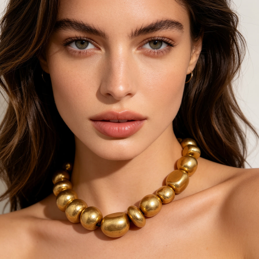 Collar de Bolas de Oro Vintage - Joyería Minimalista Chic para Mujer|JI JOYA