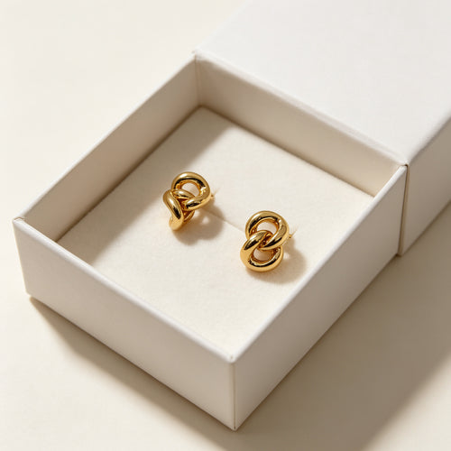 Aretes de Nudo Dorado al Por Mayor | Joyería de Moda para Mujer|JI JOYA