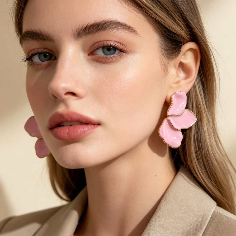 Pendientes de pétalos de mariposa esmaltados | Joyería de moda al por mayor|JI JOYA