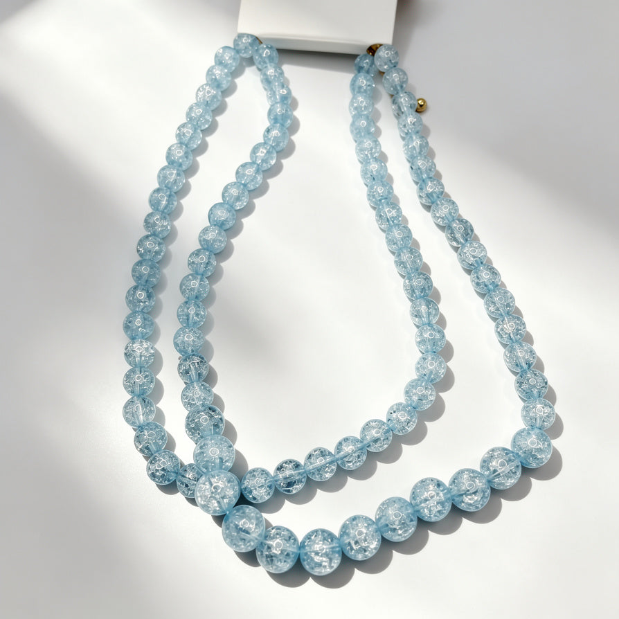 JI JOYA VENTA AL POR MAYOR|Collar Doble Hilera de Bolitas - Diseño Elegante para Mujer | Mayorista Moda 2 Colores Azul & Marrón