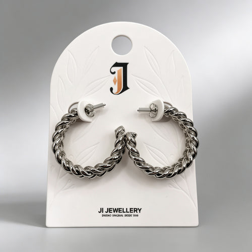 Aretes C de Cadena Trenzada | Pendientes de Moda Dorados/Plateados para Mujeres | Joyería al Por Mayor|JI JOYA