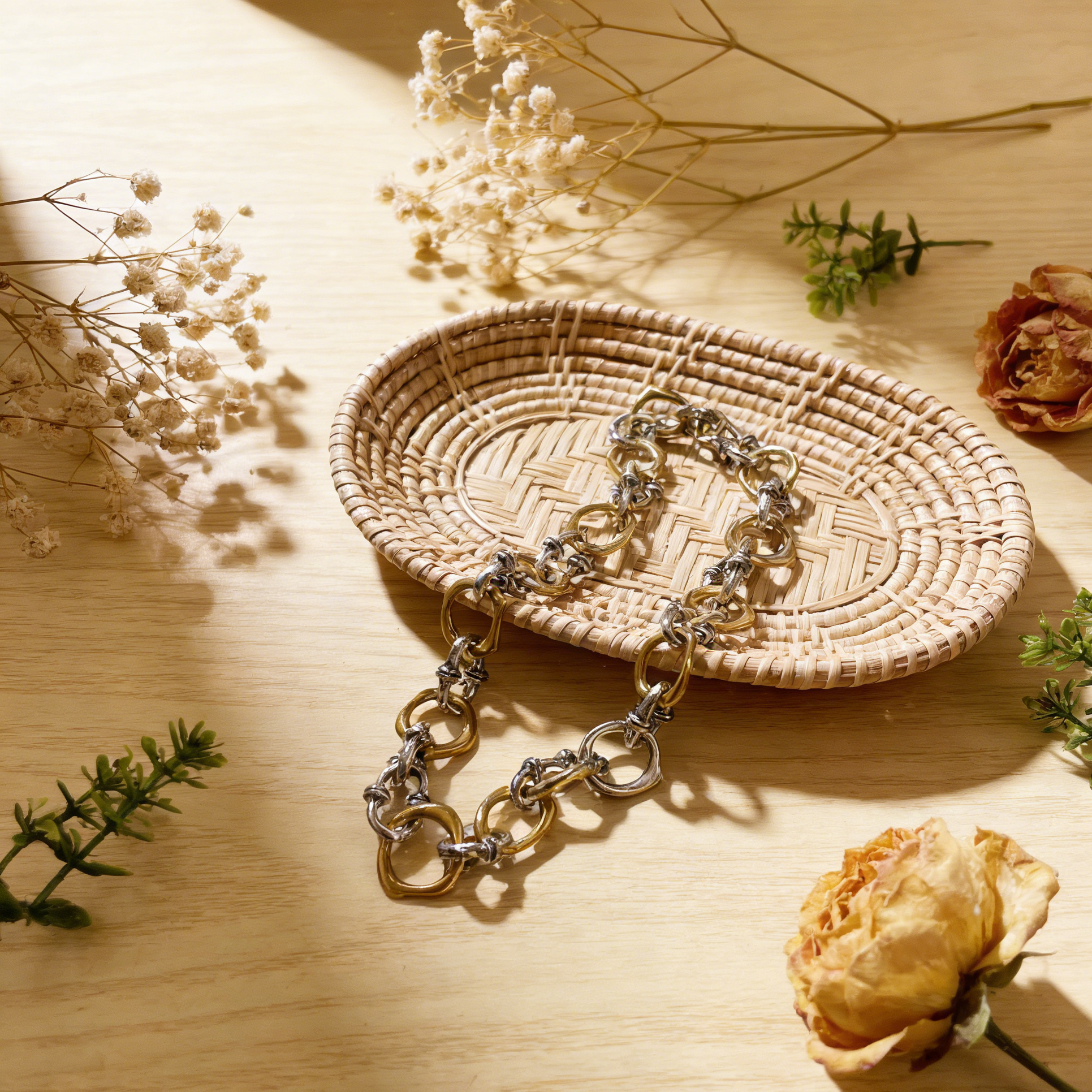 Collar de cadena gruesa bicolor oro y plata - Estilo statement