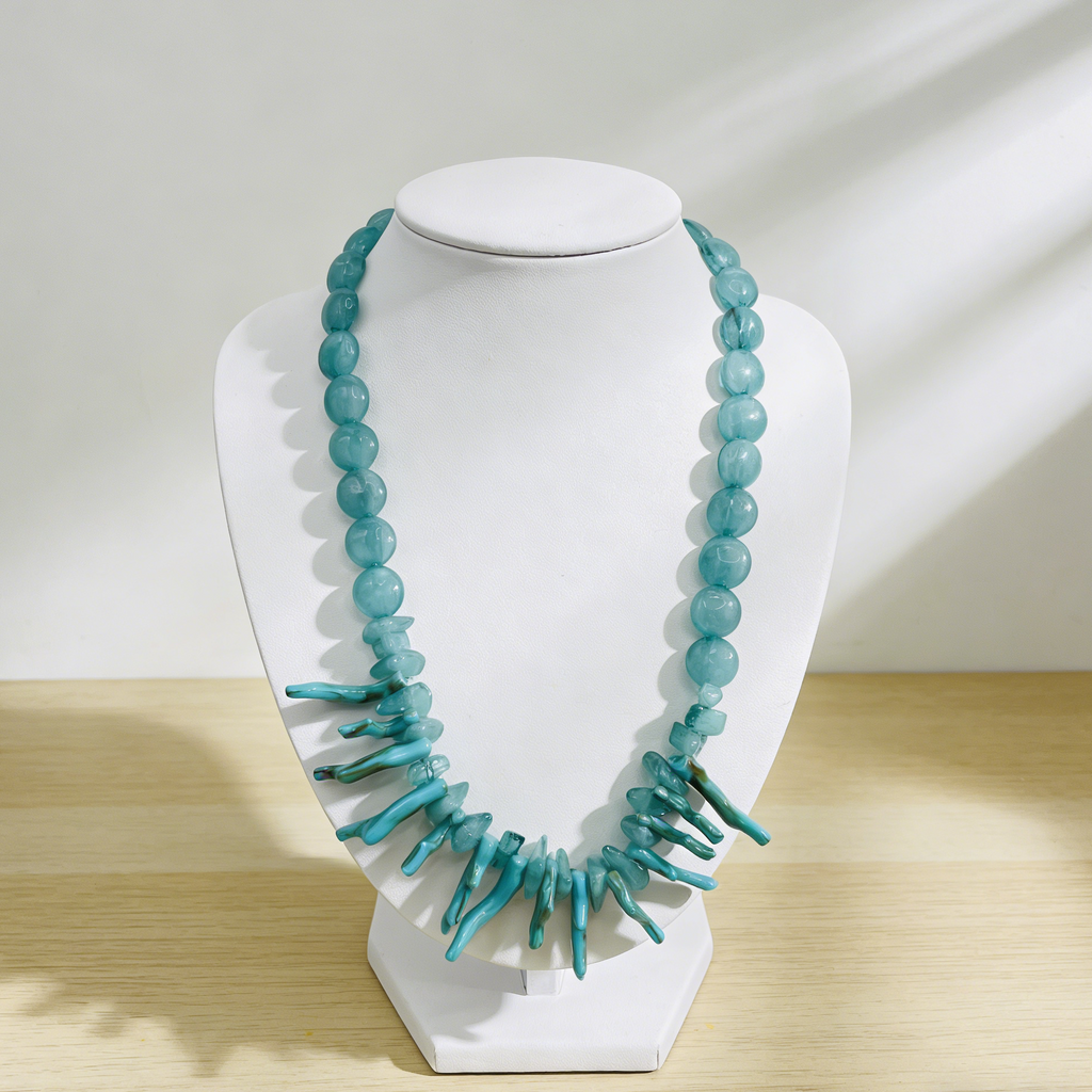Collar exagerado con rama de coral tricolor | Collar con diseño de nicho | Collar versátil para clavícula, ideal para noches, vacaciones y uso diario|JI JOYA
