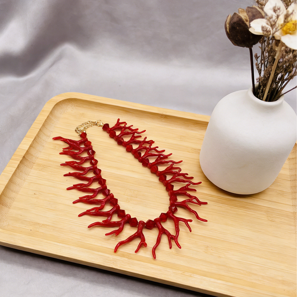 Collar llamativo de rama de coral | Gargantilla para vacaciones de verano en la playa