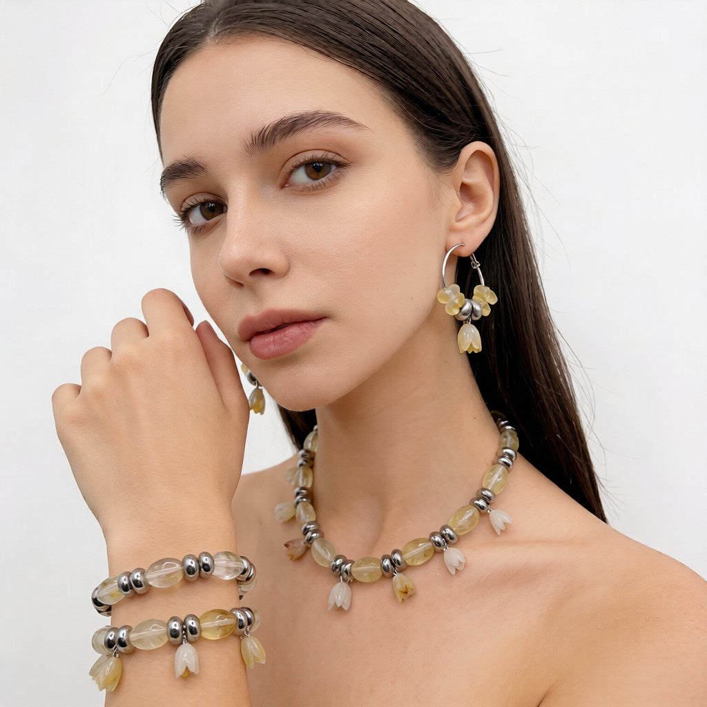 Colorful Resin Petal Jewelry Set: Y2K Aesthetic for Everyday Wear