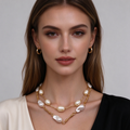 Collar Doble de Perlas Barrocas, Cadena de Alambre Dorado, Joyería al Por Mayor|JI JOYA