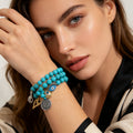 Pulsera Turquesa Ojo Turco Multi Capas, Bisutería Moda Protección Amuleto, Venta Mayorista Joyería Artesanal Mujer|JI JOYA