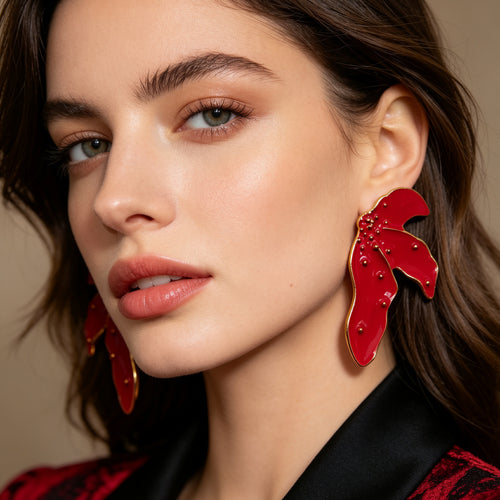 Aretes de Esmalte con Borde de Oro | Joyería de Moda al Por Mayor|JI JOYA