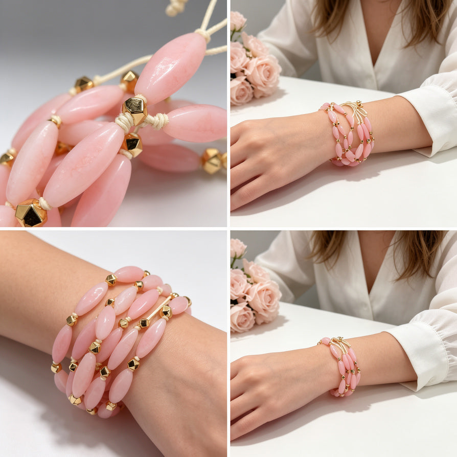 Pulsera Multicuerdas con Cuentas Elípticas, 4 Colores Disponibles | Joyería al Por Mayor|JI JOYA