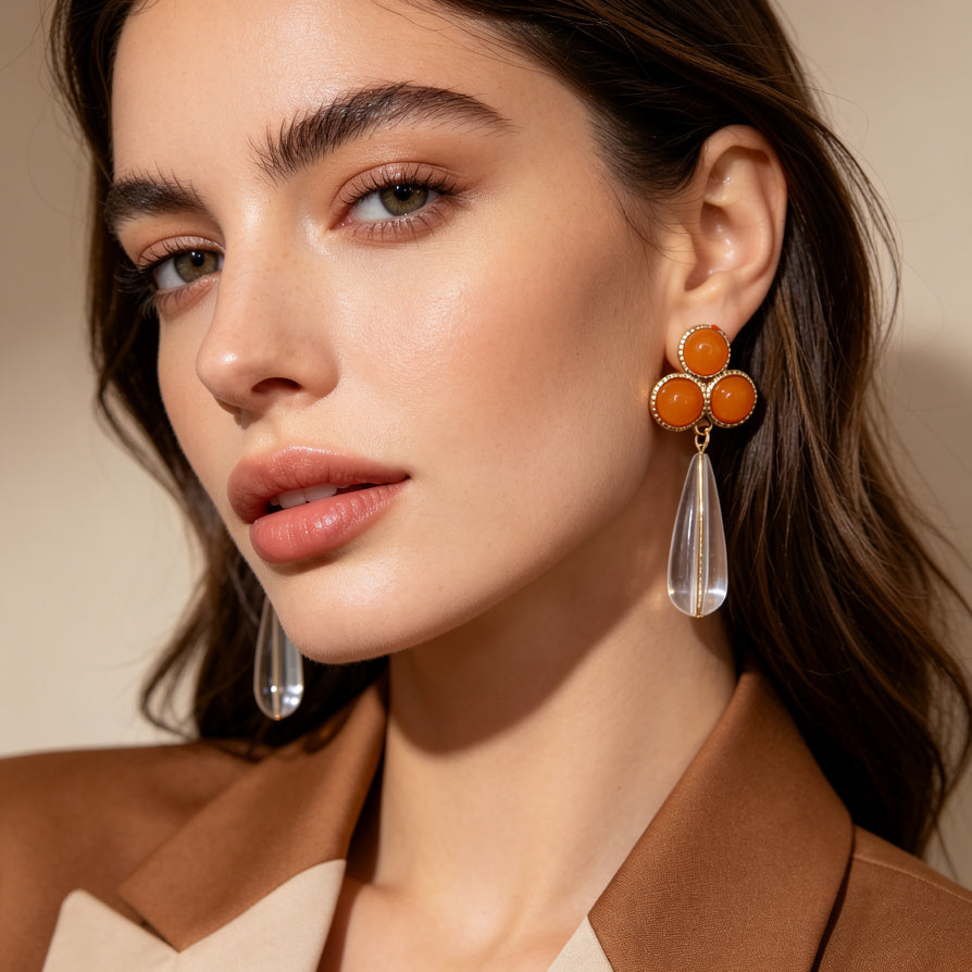 Pendientes Colgantes de Diseño Floral con Piedras Coloridas - Joyería Mayorista para Mujeres|JI JOYA
