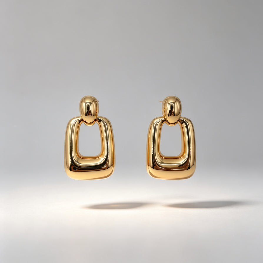 Wholesale Pendientes Cuadrado Chunky - Joyería de Zinc Alloy en Oro/Plata|JI JOYA