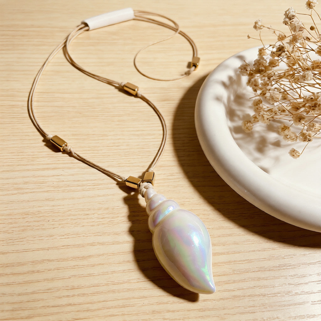 Collar con Colgante de Concha Iridiscente | Estilo Costero Boho