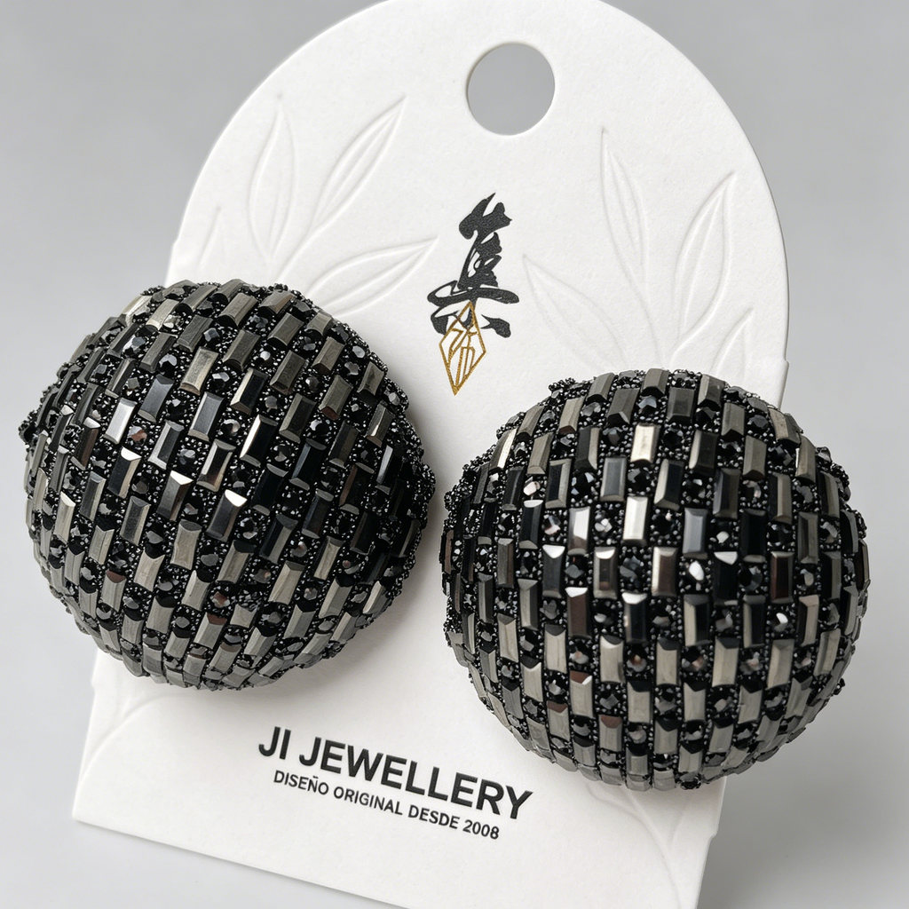 Pendientes Esfera con Pedrería - Calidad Premium para Revendedores|JI JOYA
