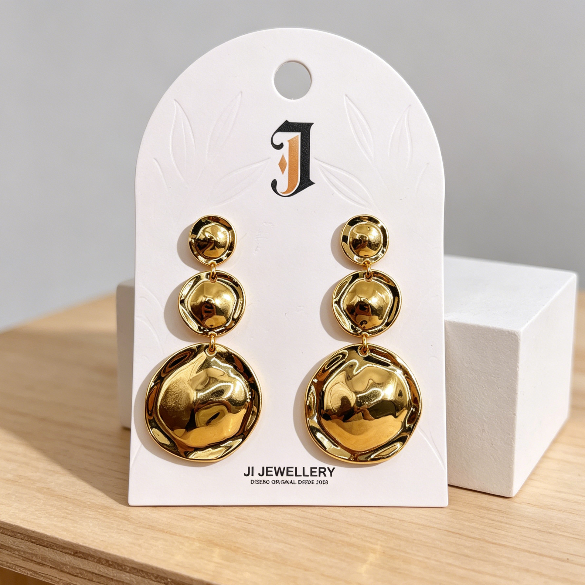 Pendientes Colgantes Discos Ondulados Metal Bicolor Plata/Oro | Joyería al por Mayor Mayorista Moda Europea|JI JOYA