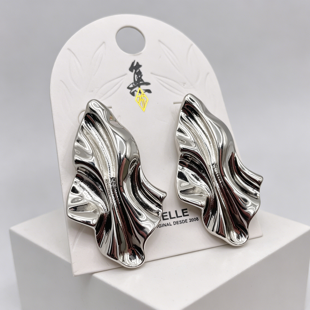 Pendientes de lámina ondulada en oro y plata, accesorio de joyería de  diseño abstracto mayorista para mujer|JI JOYA