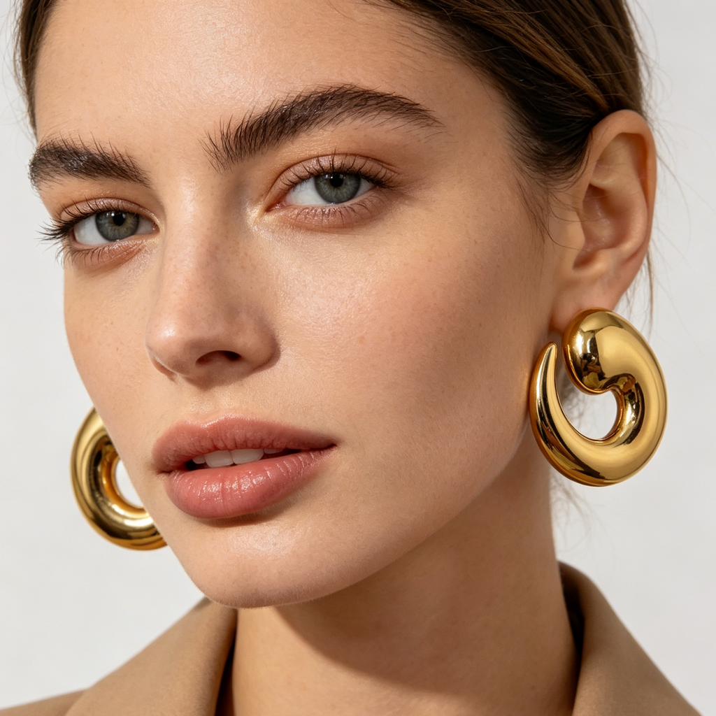 Pendientes Forma Espiral Dorado/Plateado, Joyería al Por Mayor para Tiendas de Moda|JI JOYA
