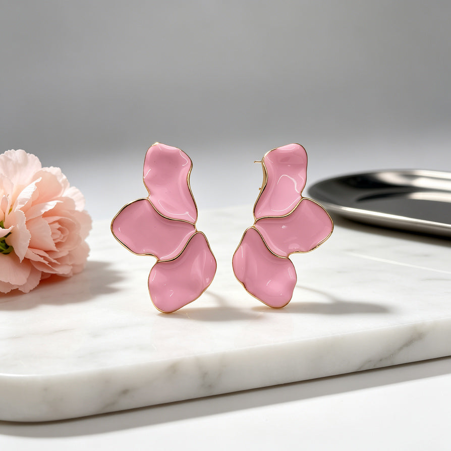 Pendientes de pétalos de mariposa esmaltados | Joyería de moda al por mayor|JI JOYA