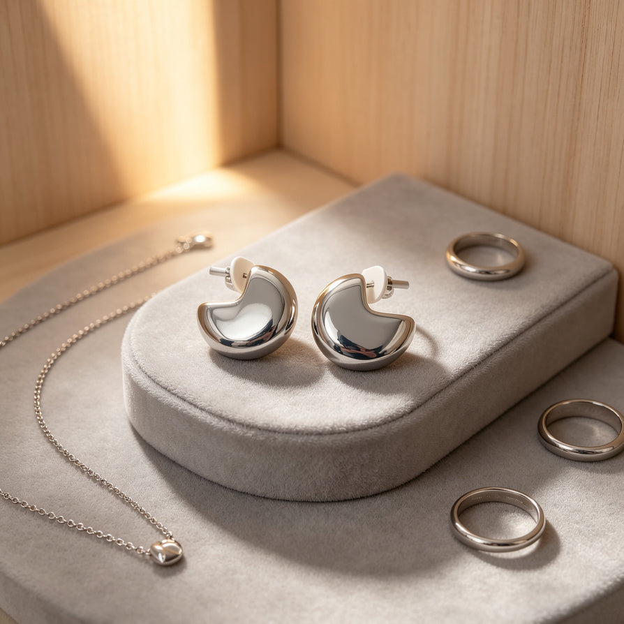 Aretes Modernos en Forma de Luna, Zinc allory Resistente, Lote Mayorista| JI JOYA