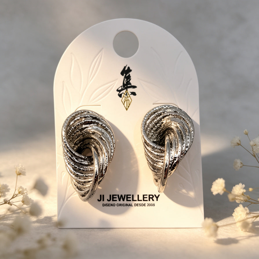 Pendientes Texturizados Enrollados - Estilo Minimalista para Mujeres | Venta al Por Mayor|JI JOYA