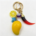 Llavero de Frutas Resina al Por Mayor, Llavero de Mango Limón con Dije de Cuerno, Accesorios de Moda para Llavero de Bolso, Venta al Por Mayor|JI JOYA