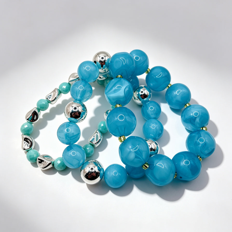 Pulseras de Bolas de Resina - Colección 4 Colores, Diseño Premium para Mujer, Venta al Por Mayor|JI JOYA