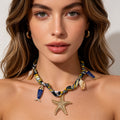 Collar de Estrella de Mar con Dijes de Pez y Concha - Joyería Marina de Verano para Mujer|JI JOYA