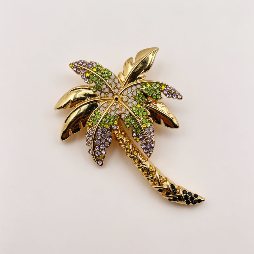 Broche de Palmera con Pavé de Zirconias | Venta al Por Mayor para Tiendas|JI JOYA