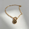 Pulsera de Cadena con Colgante de Moneda Estilo Antiguo - Plata/Oro, Ajustable, Joyería al Por Mayor|JI JOYA