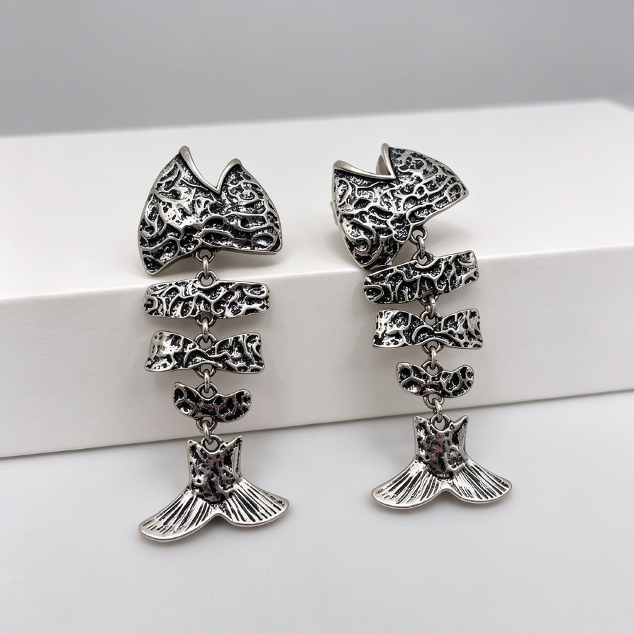 Pendientes Cola de Pescado Texturizados Oro/Plata | Joyería de Moda Mayorista para Mujer|JI JOYA