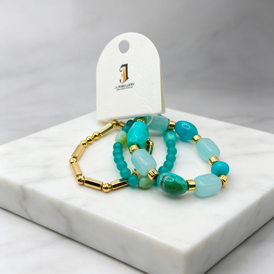 Pulseras de Moda en Resina y Aleación Dorada | Juego de 3 Piezas Amarillo y Borgoña | Joyería al Por Mayor|JI JOYA