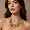 Collar de Charms Marinos con Conchas, Estrellas de Mar y Piedras Naturales - Joyería Boho para Mujer|JI JOYA