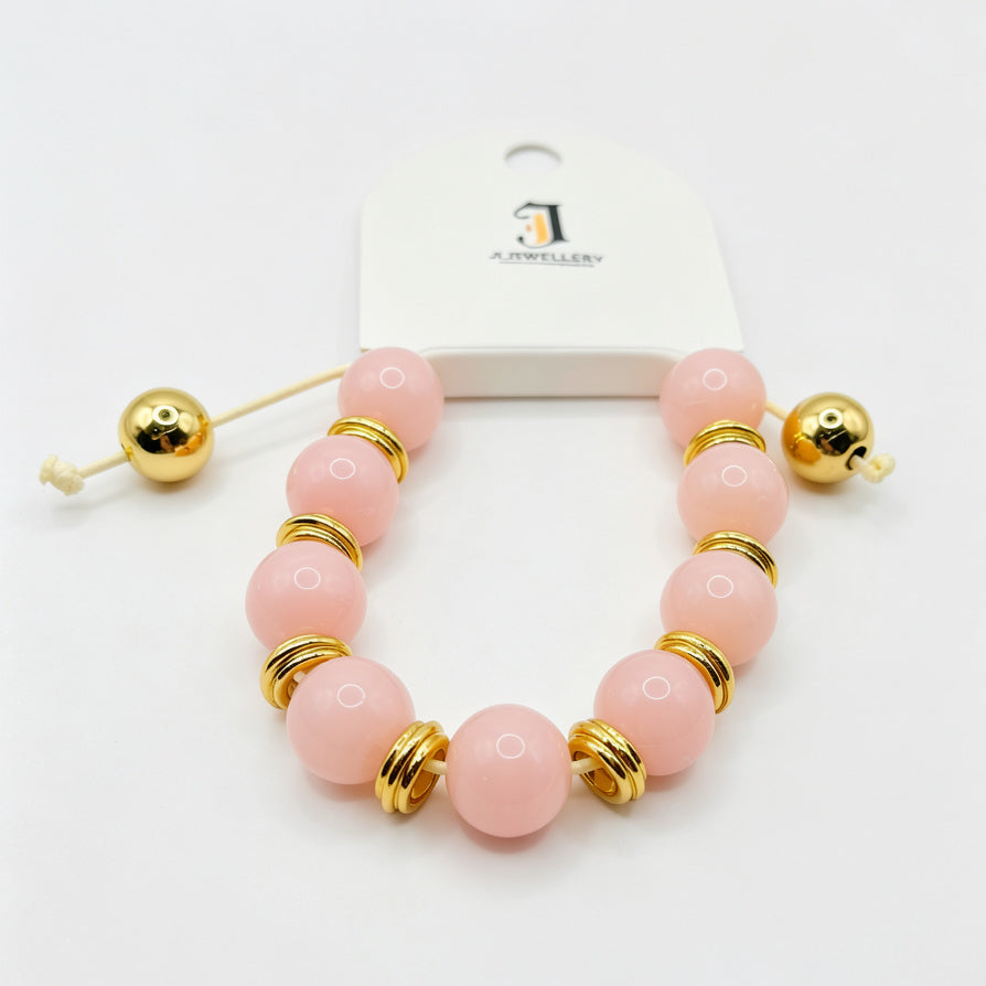 Pulsera de cuentas de piedra natural con detalles dorados, diseño ajustable, al por mayor B2B, 3 colores disponibles|JI JOYA