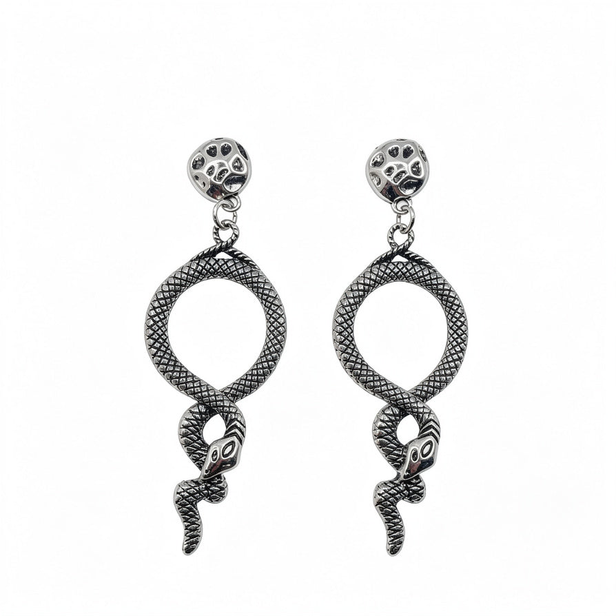 Pendientes Serpiente Vintage Oro/Plata - Pendientes Colgantes Serpiente Góticos para Mujer, Mayorista|JI JOYA