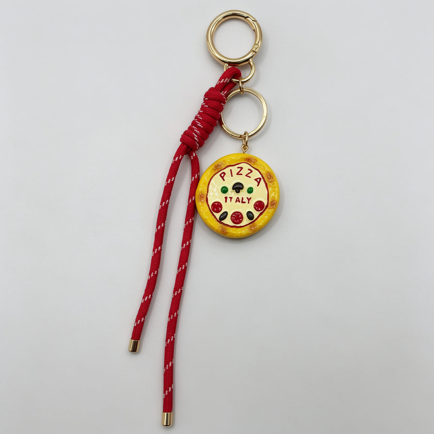 Llavero de Pizza Italia con Cordón Rojo - Accesorio de Moda al Por Mayor|JI JOYA
