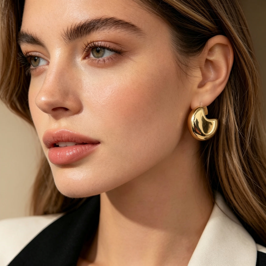 Aretes Modernos en Forma de Luna, Zinc allory Resistente, Lote Mayorista| JI JOYA