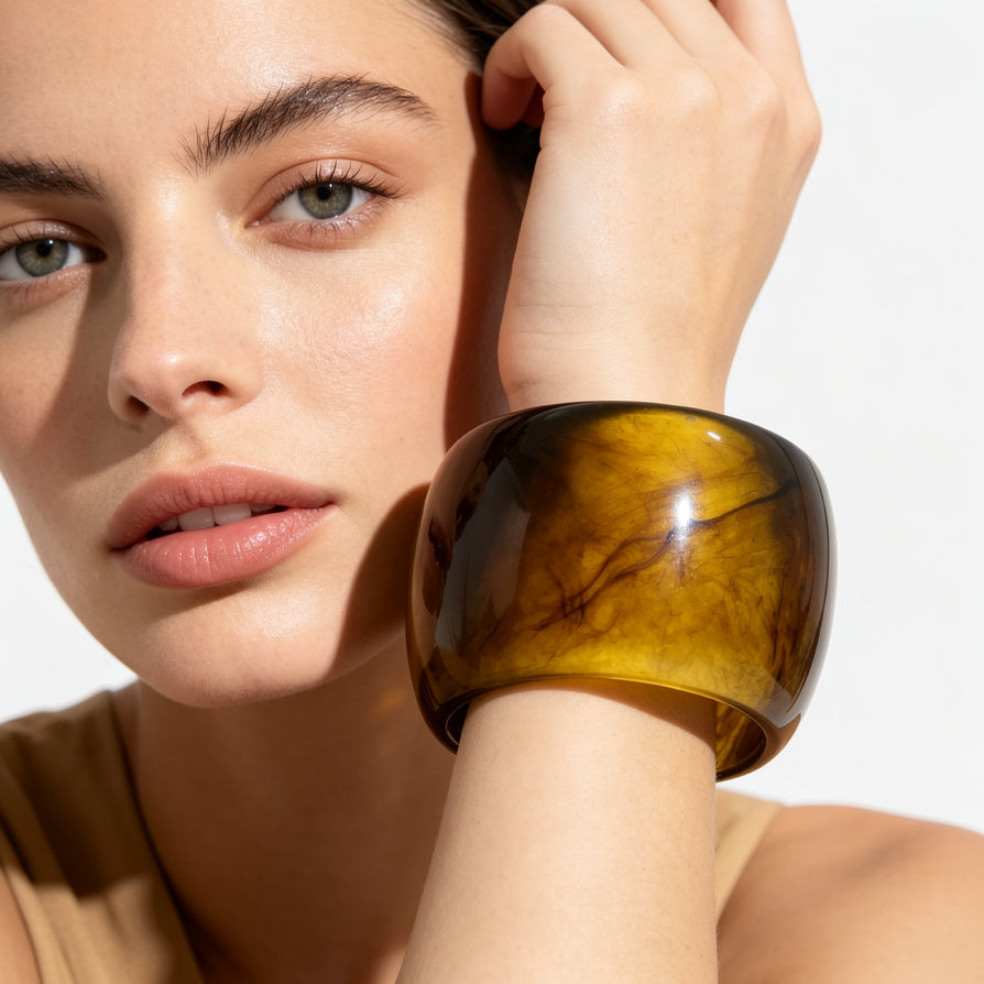 Pulsera Brazalete Ancha de Resina/Acrílico - 5 Colores Disponibles | Mayorista para Mujer|JI JOYA