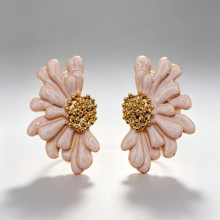 Pendientes de flor de esmalte para mujer | Joyería de moda al por mayor | Ji Joya Diseño de Moda