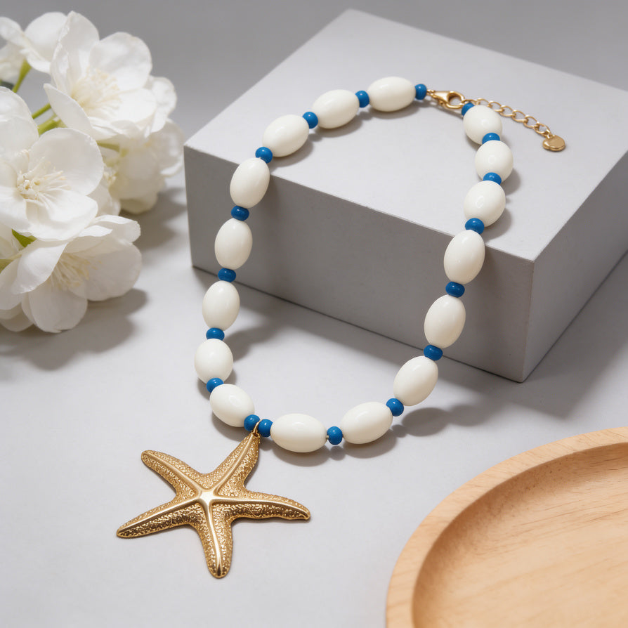 Colar Choker de Estrela-do-Mar - Joias Boho de Praia para Mulher, Presente Ideal|JI JOYA