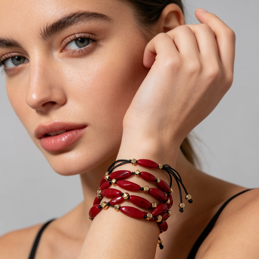 Pulsera Multicuerdas con Cuentas Elípticas, 4 Colores Disponibles | Joyería al Por Mayor|JI JOYA