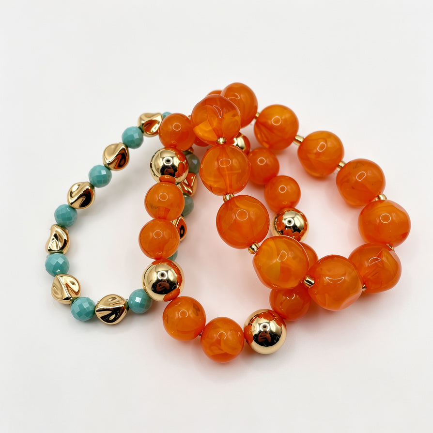 Pulseras de Bolas de Resina - Colección 4 Colores, Diseño Premium para Mujer, Venta al Por Mayor|JI JOYA