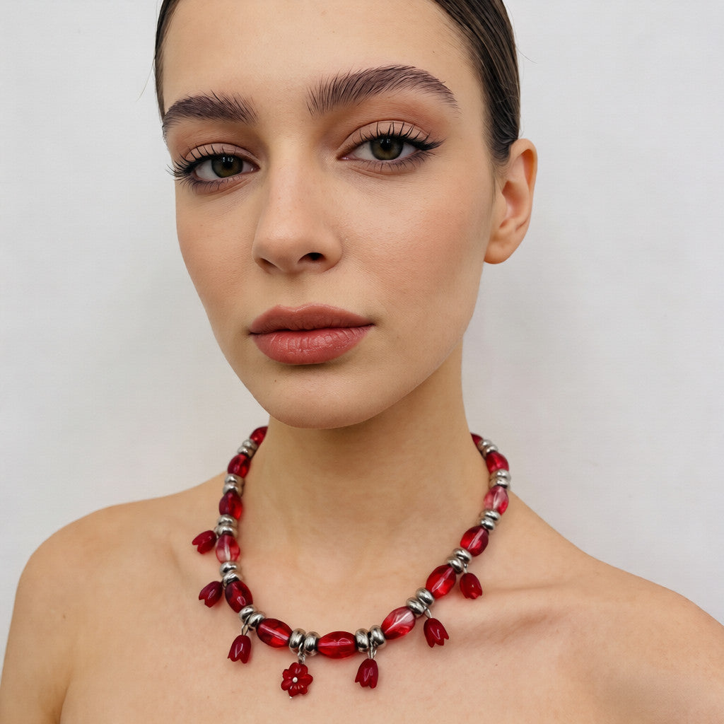 Conjunto de joyas de pétalos de resina de colores: estética Y2K para uso diario