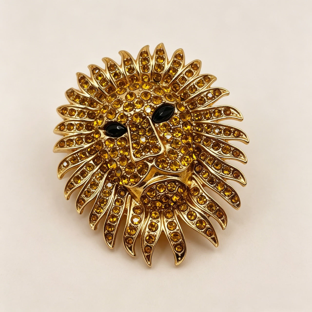 Broche Vintage de León con Pavé de Cristales | Lote al Por Mayor, 2 Colores|JI JOYA